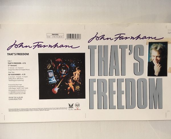 John Farnham Unreleased Proof Artwork That’s Freedom 7″ Single