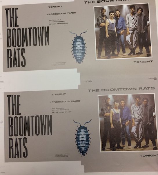 Boomtown Rats Original 7″ Single Proof Artwork for Tonight