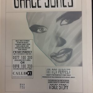 Grace Jones Original Master Artwork for Im Not Perfect Ad.
