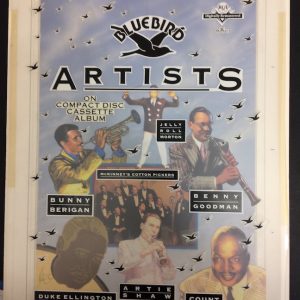 JAZZ ARTISTS SUPER RARE ORIGINAL ARTWORK The Original production Artwork for Bluebird Artists album promotional poster. The album included JELLY ROLL MORTON BENNY GOODMAN, BUNNY BERIGAN , DUKE ELLINGTON, COUNT B