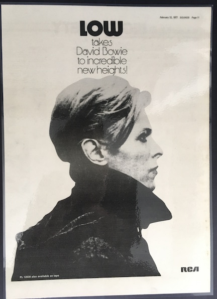 Anuncios, publicidad, y catálogos de discos. David-Bowie-Low-1977-advert