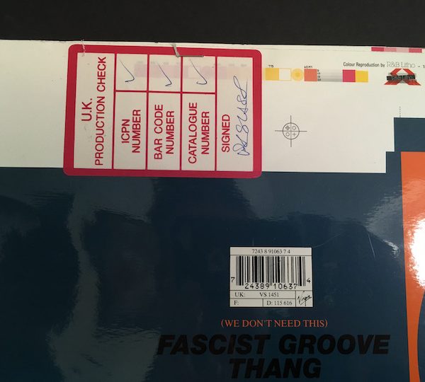 Heaven 17 Fascist Groove thing 7 inch original single cover artwork