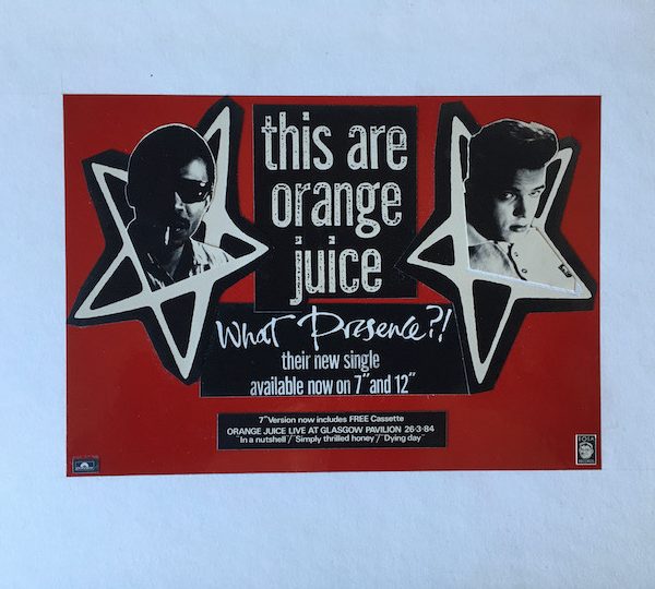 orange Juice What Presence original artwork for ad